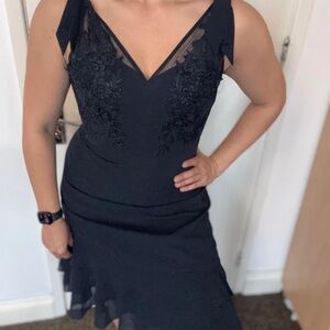 Chi Chi London Black Asymmetrical Lace Dress